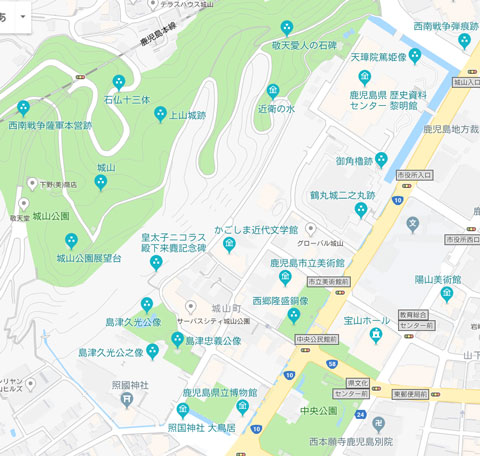 鶴丸城周辺の地図