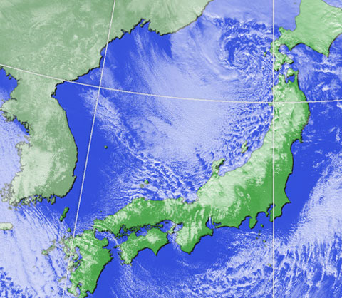 冬の気象衛星画像